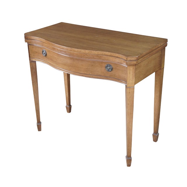 Circa 1940s painted grain game / card / parlor desk table featuring American Federal / Hepplewhite styling with serpentine...