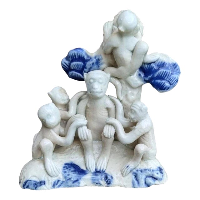 Antique Japanese Hirado Porcelain Monkey Group, 1800 For Sale