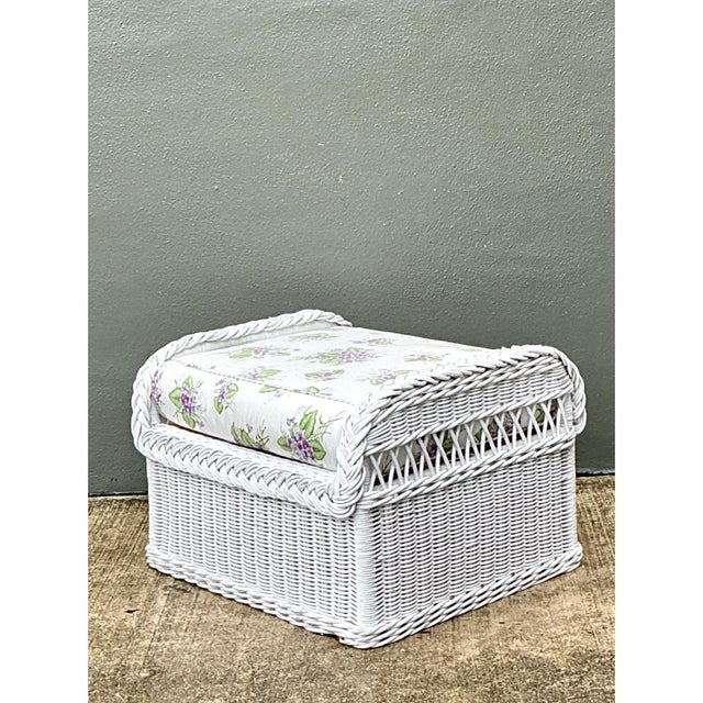 Vintage Lexington Braided White Rattan Lounge Chairs - A Pair For Sale - Image 12 of 12
