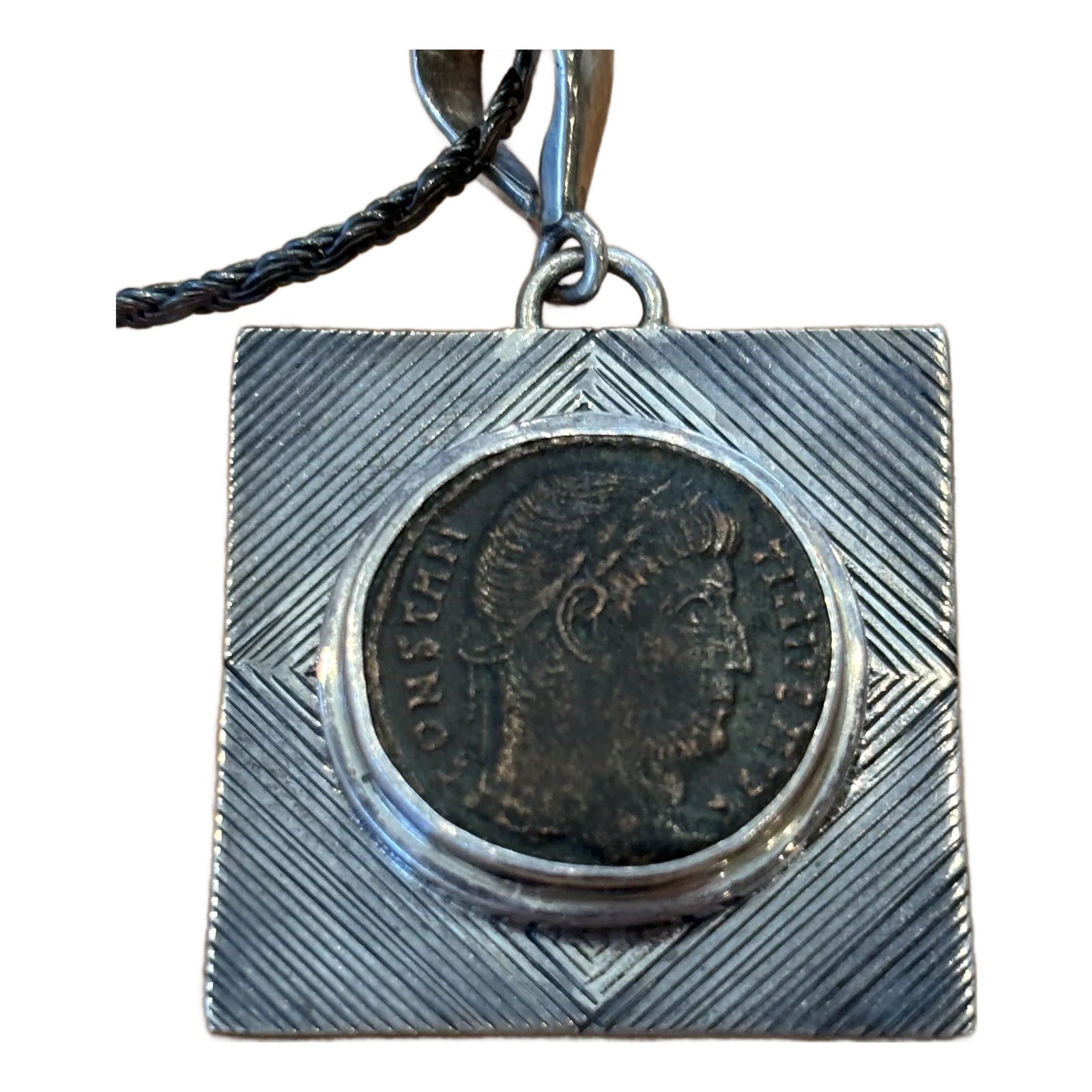 Antique Roman Coin W Square Setting in Silver | Chairish