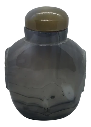 Large Vintage Early 20th Century Banded Gray Agate Snuff Bottle for the Mongolian Market