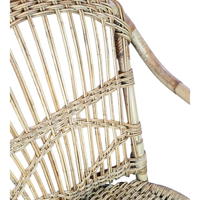 Sand Statement Coastal Boho Chic Rattan and Wicker Accent Chair For Sale - Image 8 of 9