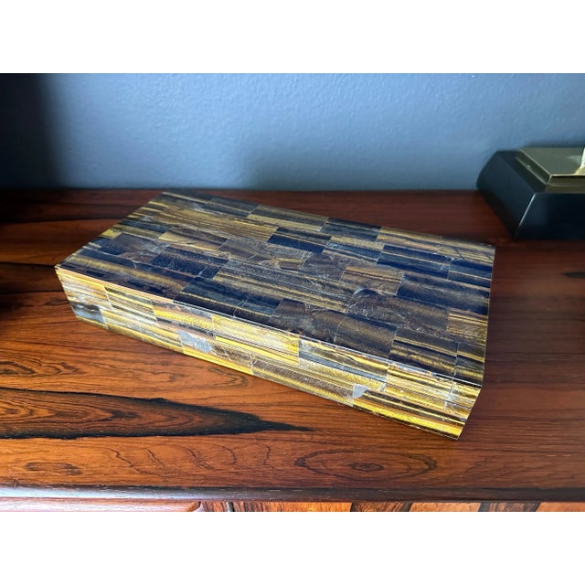 Gold Jewelry Box in Exotic Tigers Eye For Sale - Image 8 of 12