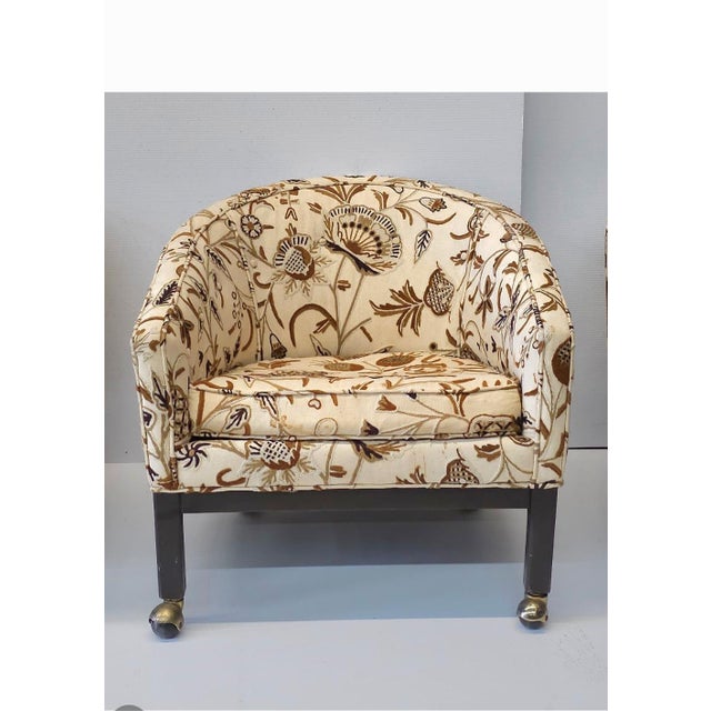 Rare 1960s Directional Furniture designed by Kipp Stewart, Needlepoint Cotton Felt Upholstered and Tufted Rolling Lounge...