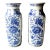 Large Vintage Botanical Chinoiserie Blue and White Hexagonal Vases - A Pair For Sale