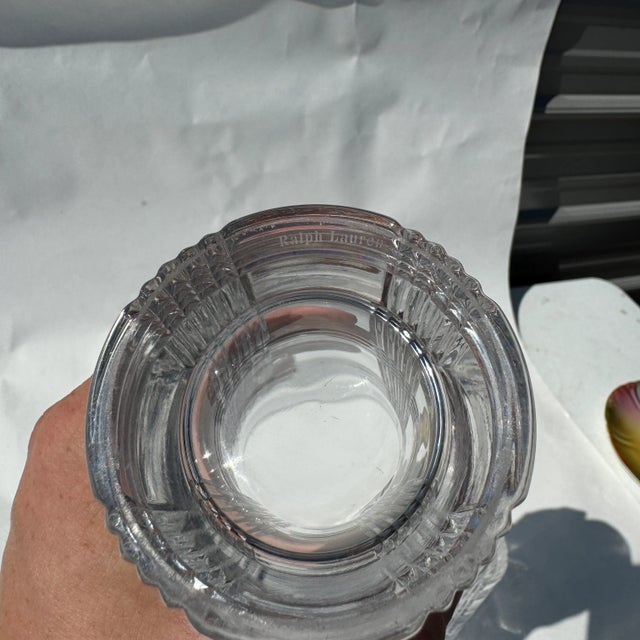 Pair of Glen Plaid blown crystal hand cut and polished Ralph Lauren Highball glasses. This was one of Ralph Lauren’s...