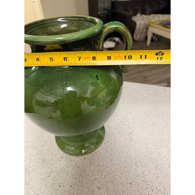 1980s French Pottery Terracotta Cruche Green Glaze Earthenware Planter 14in For Sale In Atlanta - Image 6 of 7