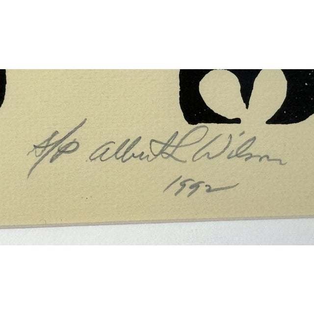 1970s Vintage Albert Leon Wilson Signed Modernist Owl Print c.1972 Framed For Sale - Image 5 of 5