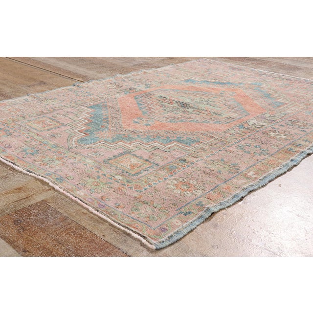Orange Vintage Turkish Oushak Rug, 04'03 X 06'00 For Sale - Image 8 of 10