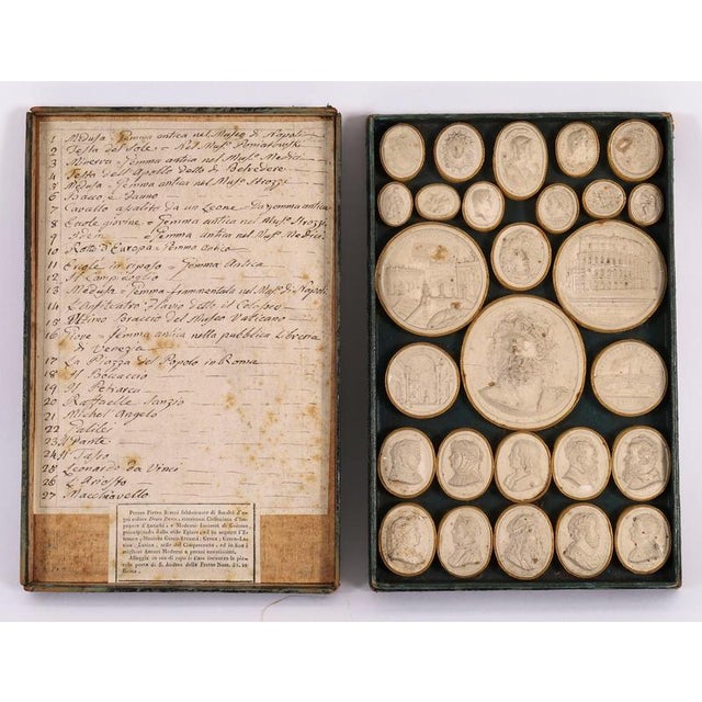 Antique 18th Century Grand Tour Plaster Intaglios in Leather & Marble from Pietro Bracci For Sale - Image 9 of 10