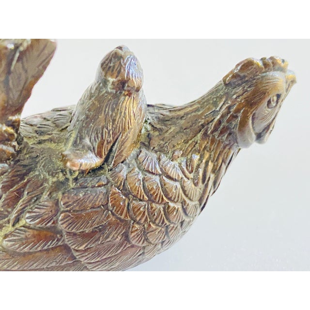 Set of 3 Bronzes representing Cat, Chicken and Birds. The objects are made in bronze. These Bronzes were made in France in...