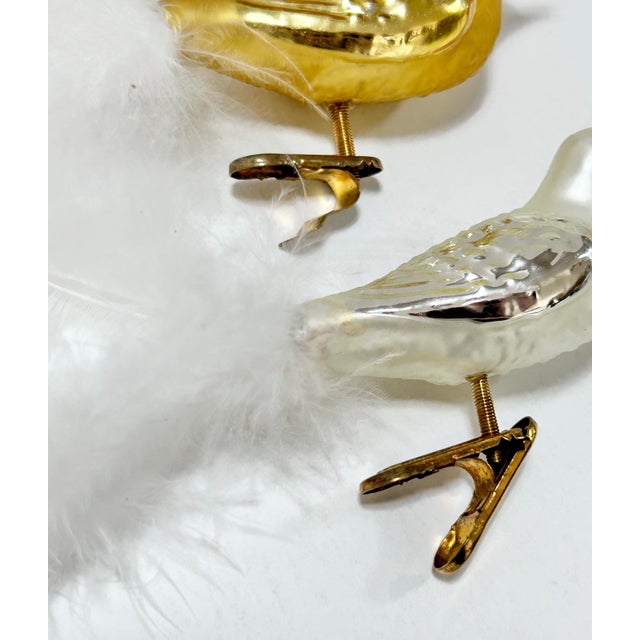 Vintage Glass Bird Clip-on Christmas Ornaments With Feather Tails – Set of 3 For Sale - Image 4 of 10
