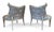 Pair of Vintage Maison Jansen Style Asymmetrical Painted Wood Lounge Chairs – Damask Upholstery, Circa 1950s An...