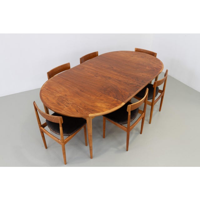Danish Walnut Dining Room Set by Henry Rosengren Hansen for Brande, 1960, Set of 7 For Sale - Image 6 of 18