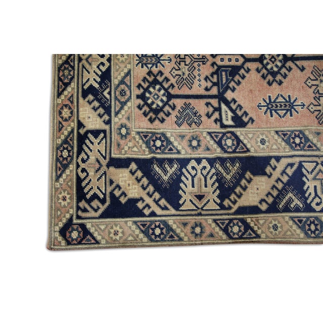 Vintage Turkish Multicolor Handmade Wool Rug Geometric & Floral 4' X 6'11" For Sale - Image 4 of 7