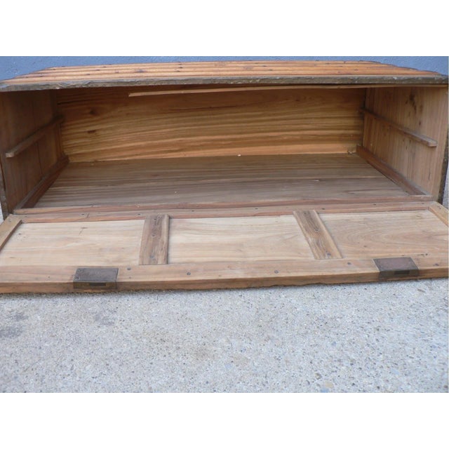 Brown Antique Wooden Travel Trunk For Sale - Image 8 of 14