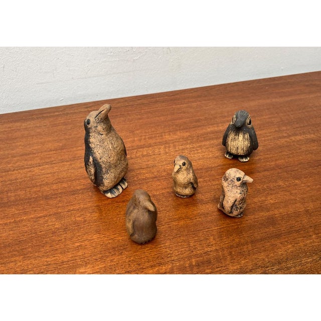 Mid-Century German Studio Pottery Penguin Figurines from Worspweder Keramik, 1960s, Set of 5, in Very Good conditions....