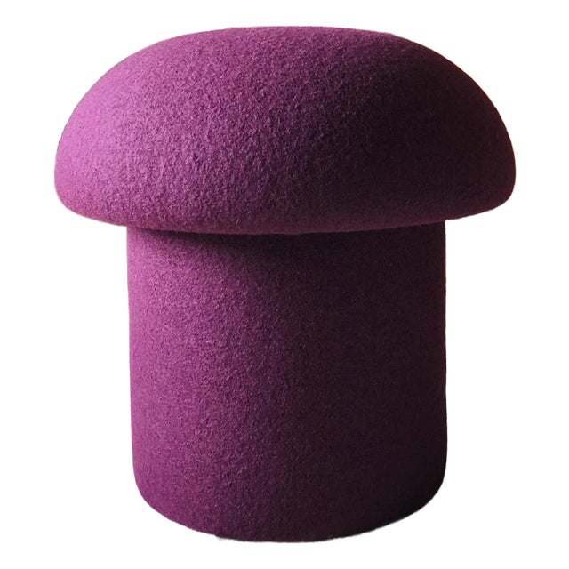 Mushroom Ottoman in Plum Wool For Sale
