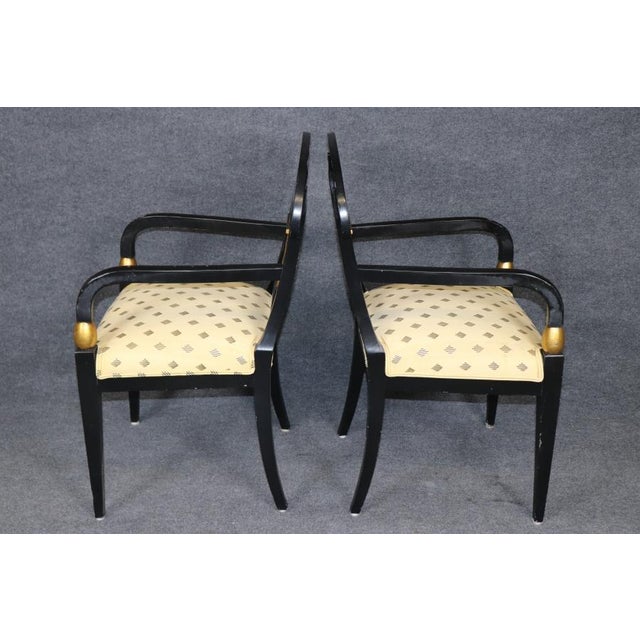 Set 4 Regency Style Ebonized& Gold 1960's Armchairs For Sale - Image 4 of 13
