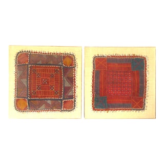 Framed African Textile Art - a Pair For Sale