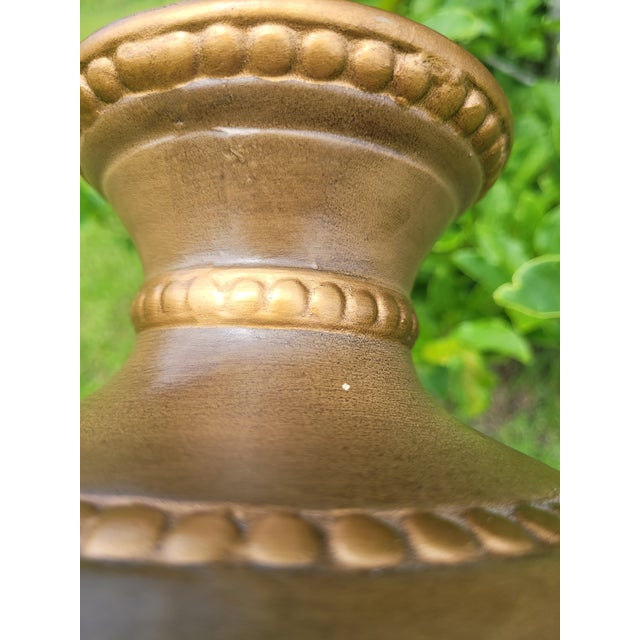 Gold Late 20th Century Hand-Painted Chinoiserie Bird & Blossom Trophy Urn Vase For Sale - Image 8 of 11