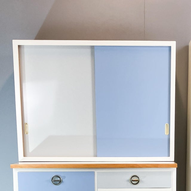 Kitchen Wall Cabinet with Blue-Grey Fronts, 1960s For Sale - Image 6 of 6