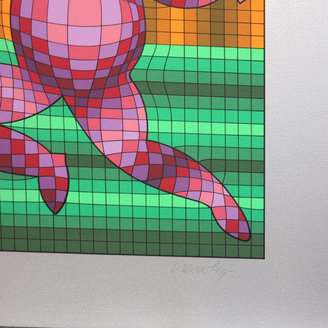 1980s Vintage Victor Vasarely Tennis LTD Serigraph, Hand Signed Op Art For Sale - Image 5 of 8
