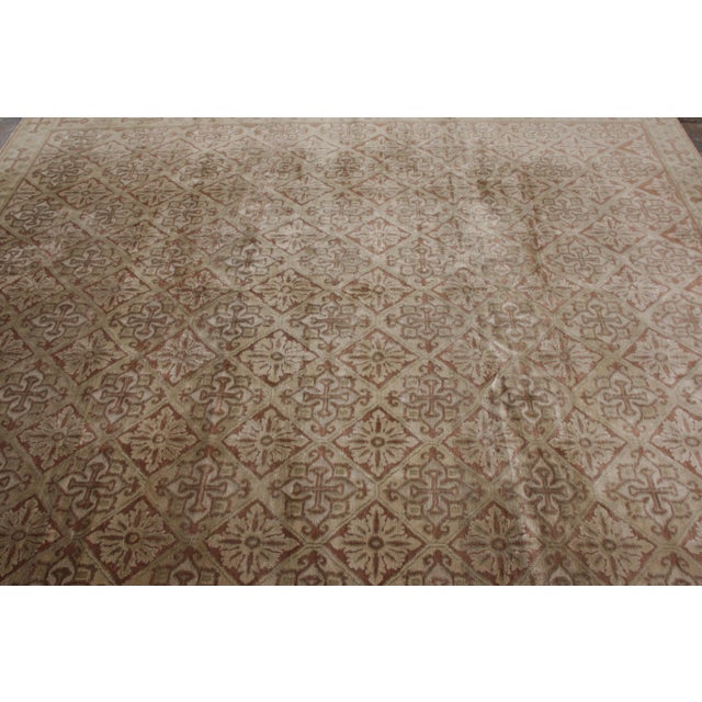 Rug & Kilim Rug & Kilim’s European Style Art Deco Rug in Beige Brown Geometric Pattern For Sale - Image 4 of 6