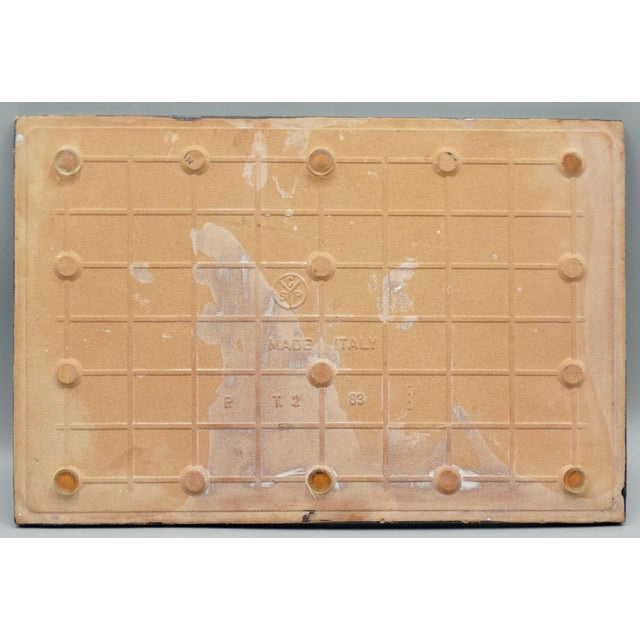 Blue Late 20th Century Italian Ceramic Tile Trivet Hand Painted Swimming Fish For Sale - Image 8 of 9