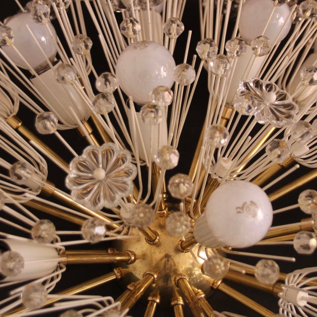 Large Mid-Century Modern Snowball Ceiling Lamp in Glass and Brass by Emil Stejnar for Rupert Nikoll, 1950s For Sale - Image 10 of 18