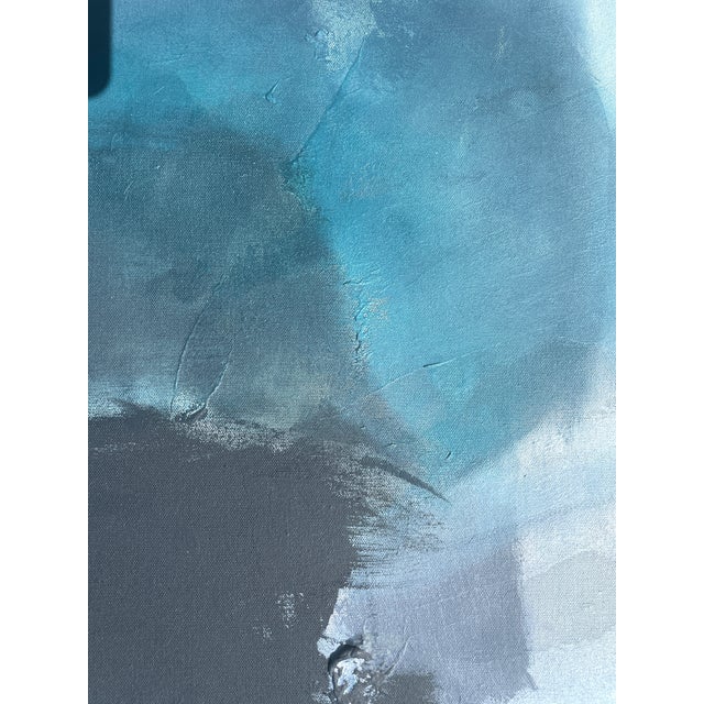 “I Lose Myself” Lyrical Abstract Painting in Moody Blues & Earthy Greens by Stacey Warnix For Sale - Image 11 of 14