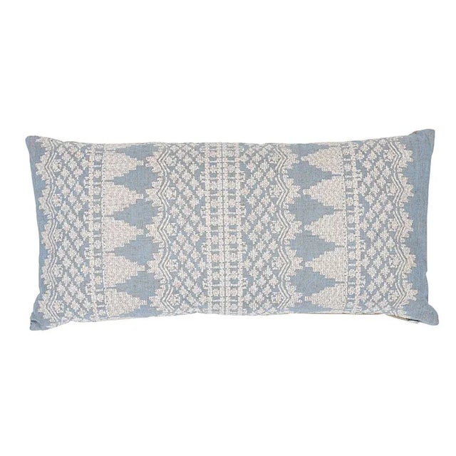2020s Schumacher Wentworth Embroidery Lumbar Pillow in Chambray For Sale - Image 5 of 5