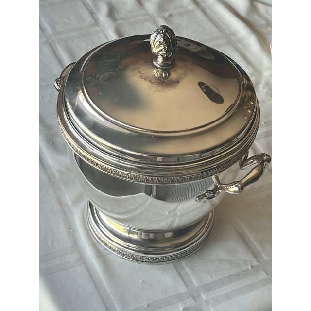 Vintage Silver-Plated Ice Bucket With Glass Liner For Sale - Image 9 of 9