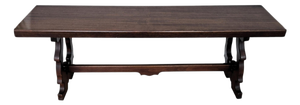 20th Century Italian Lyre Leg Trestle Wooden Bench, 1950s