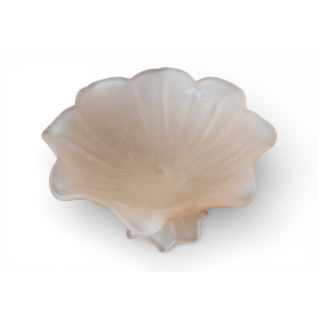 Art Deco Vintage Westmoreland Glass Company Frosted Peach Lotus Glass Footed Compote Dish, 1940s For Sale - Image 3 of 5