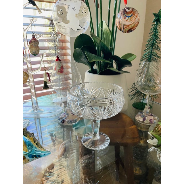 Traditional Vintage Diamond Cut Crystal Epergne For Sale - Image 3 of 5
