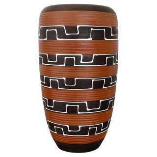 Zig Zag Fat Lava Ceramic Vases from Ilkra Ceramics, 1950s For Sale
