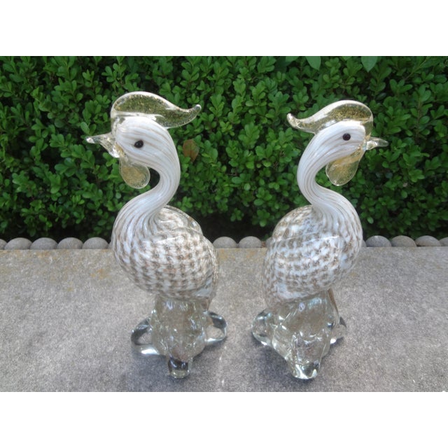 Pair of Murano Glass Birds Attributed to Archimede Seguso For Sale - Image 10 of 13