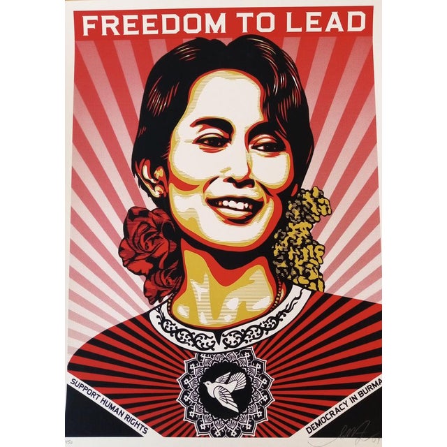 Shepard Fairey (Obey), Freedom to Lead (aung San Suu Kyi), Screenprint For Sale - Image 9 of 10