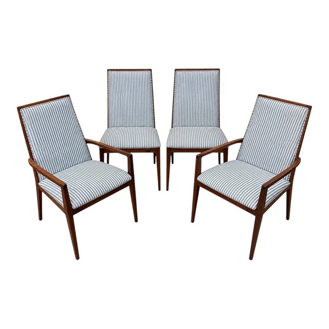 Mid-Century Modern Dillingham Walnut Dining Chairs - Set of 4 For Sale