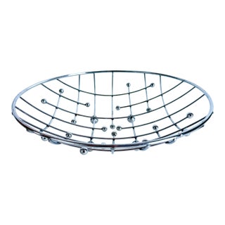 Mid Century Modern Grid Eames Dots Sputnik Retro Metal Fruit Bowl MCM Vintage For Sale