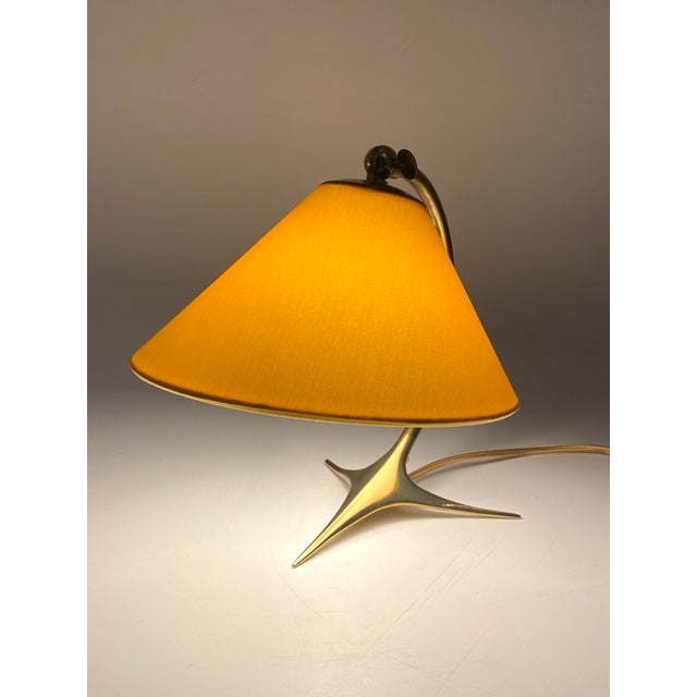 Gold Mid-Century Modern Table Lamp with Brass Crows Foot, 1950s For Sale - Image 8 of 14