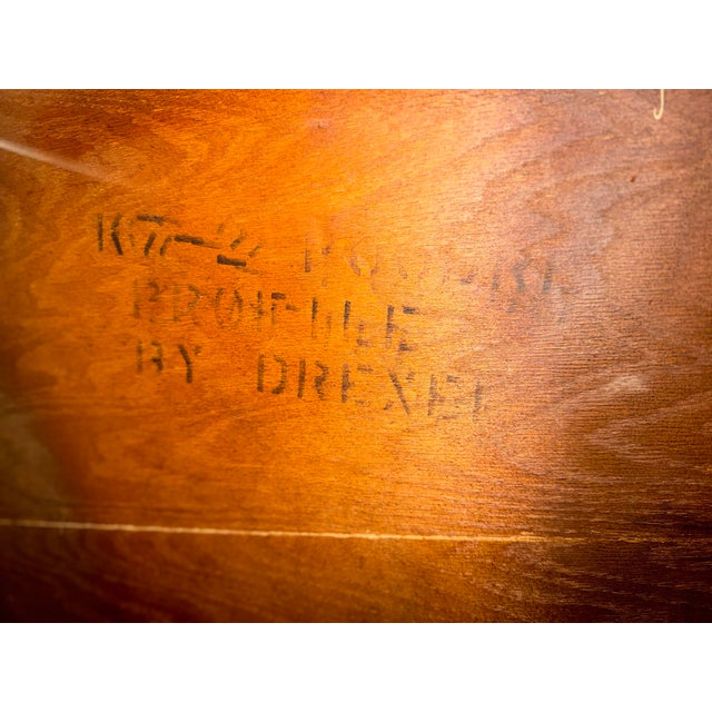 Mid-Century Drexel Profile Walnut Vanity and Matching Stool by John Van Koert Cir. 1960 For Sale - Image 12 of 12