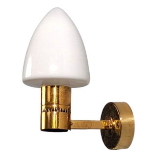 Hans-Agne Jakobsson, Wall Sconce, Brass, Opaline Glass, Sweden, 1960s For Sale