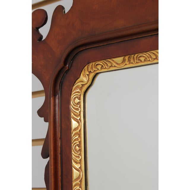 Colonial Williamsburg Chippendale Style Burl Walnut Wall Mirror For Sale - Image 12 of 14