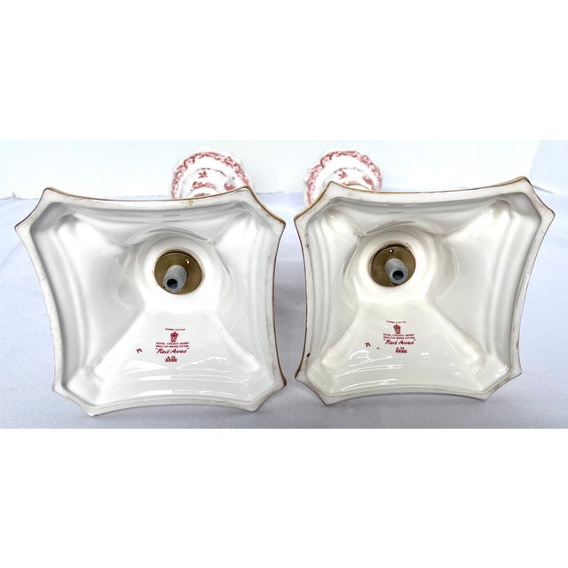 1981 Royal Crown Derby "Red Aves" Fine Bone China Candlesticks - A Pair For Sale - Image 11 of 18