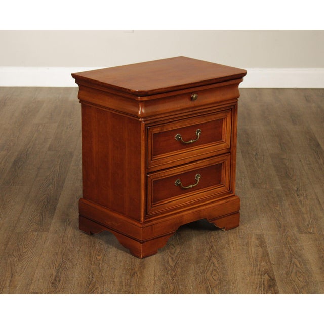Lexington Furniture Lexington 'Chez Michelle' Pair Of Cherry Louis Philippe Style Three-Drawer Nightstands For Sale - Image 4 of 18