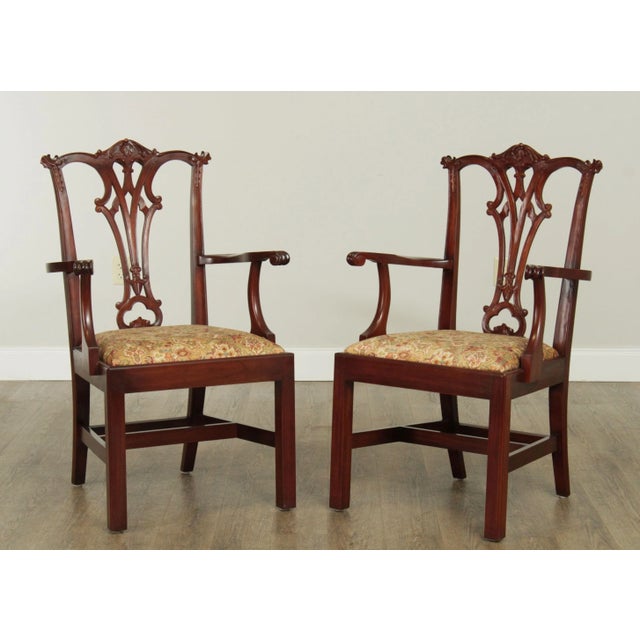 High Quality Pair of Carved Solid Mahogany Frame Armchairs