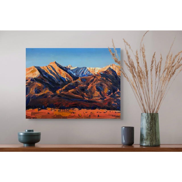 Sangre De Cristo Sunrise, Colorado by David Shingler | Oil on Wood Landscape of mountains at sunrise For Sale - Image 4 of 5