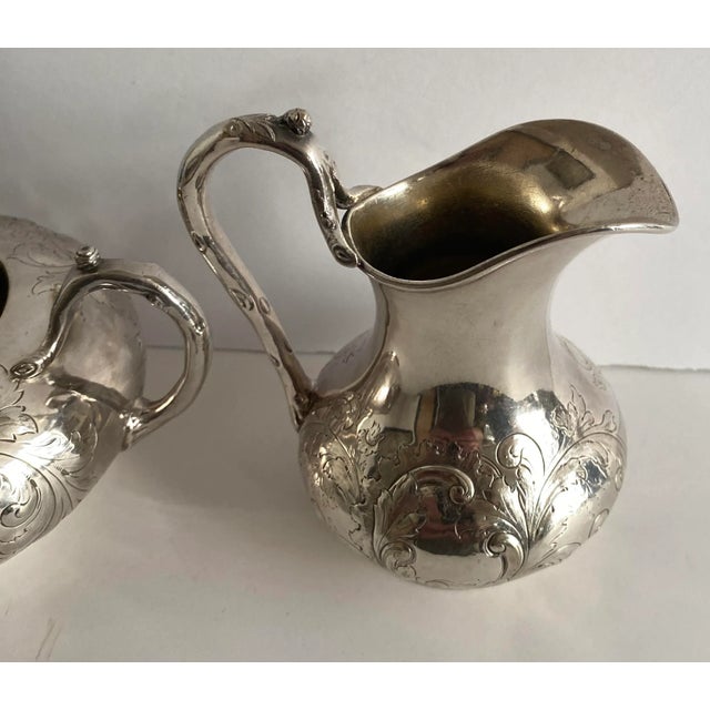 English 1840s Elkington Silverplate Cream and Sugar For Sale - Image 3 of 10
